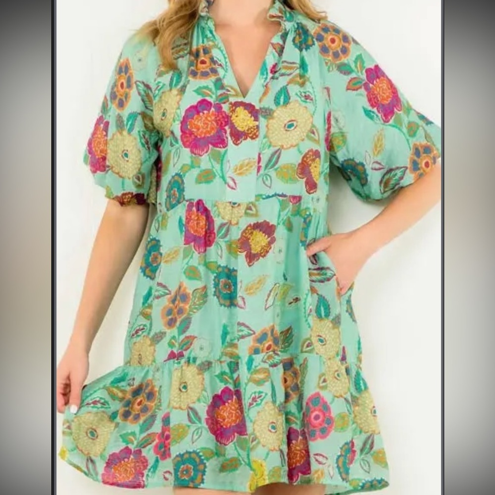 Thml - Hibiscus Puff Sleeve Floral Dress